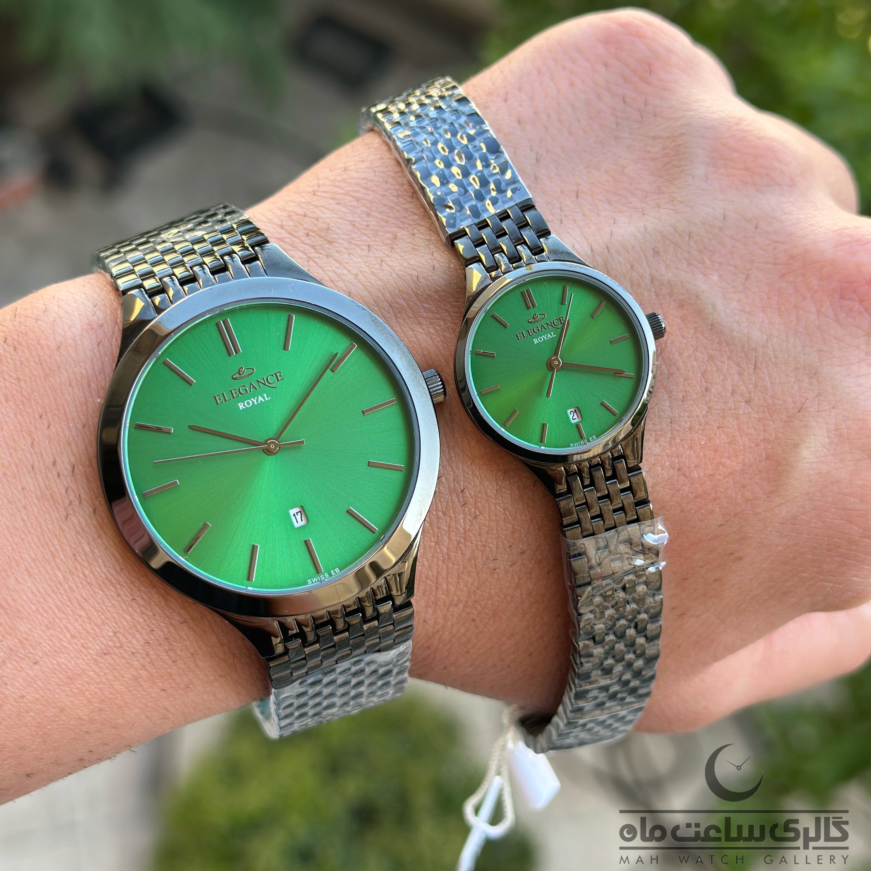 ساعت مچی ست الگانس ER3325L تمام مشکی صفحه سبز(ELEGANCE)