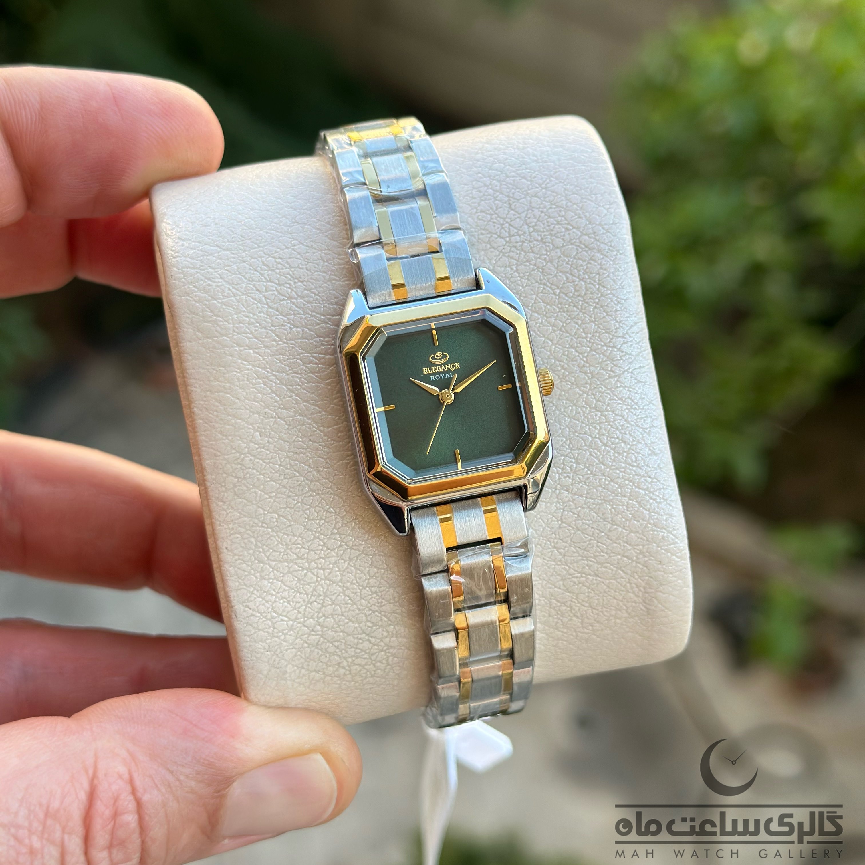 ساعت مچی زنانه الگانس ER2127L دورنگ طلایی صفحه یشمی(ELEGANCE)